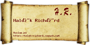Halák Richárd névjegykártya